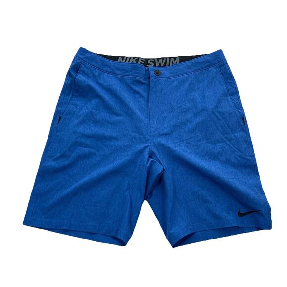 Nike Swim Board Shorts Size 34 NEW Blue 9" Inseam Drawstring Adult 55-8 - Picture 1 of 7